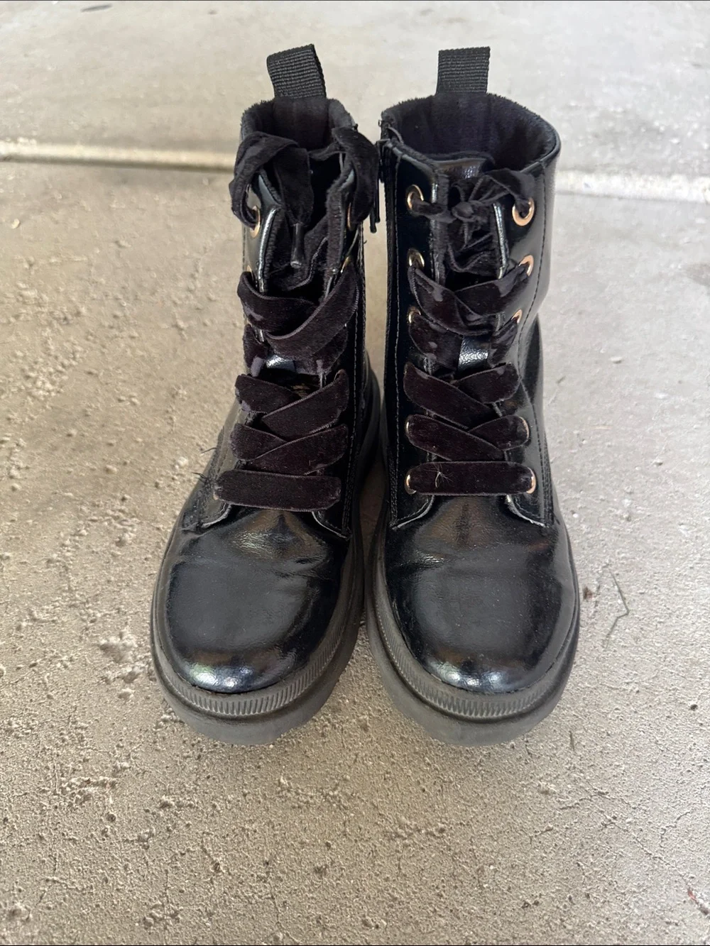 Kids Black Lace-Up Ankle Boots -
